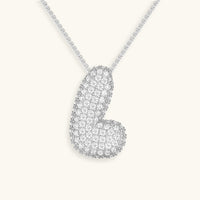 Pavé Diamond Bubble Initial Necklace