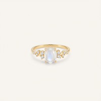 Elegant Lunar Glow Moonstone Diamond Ring