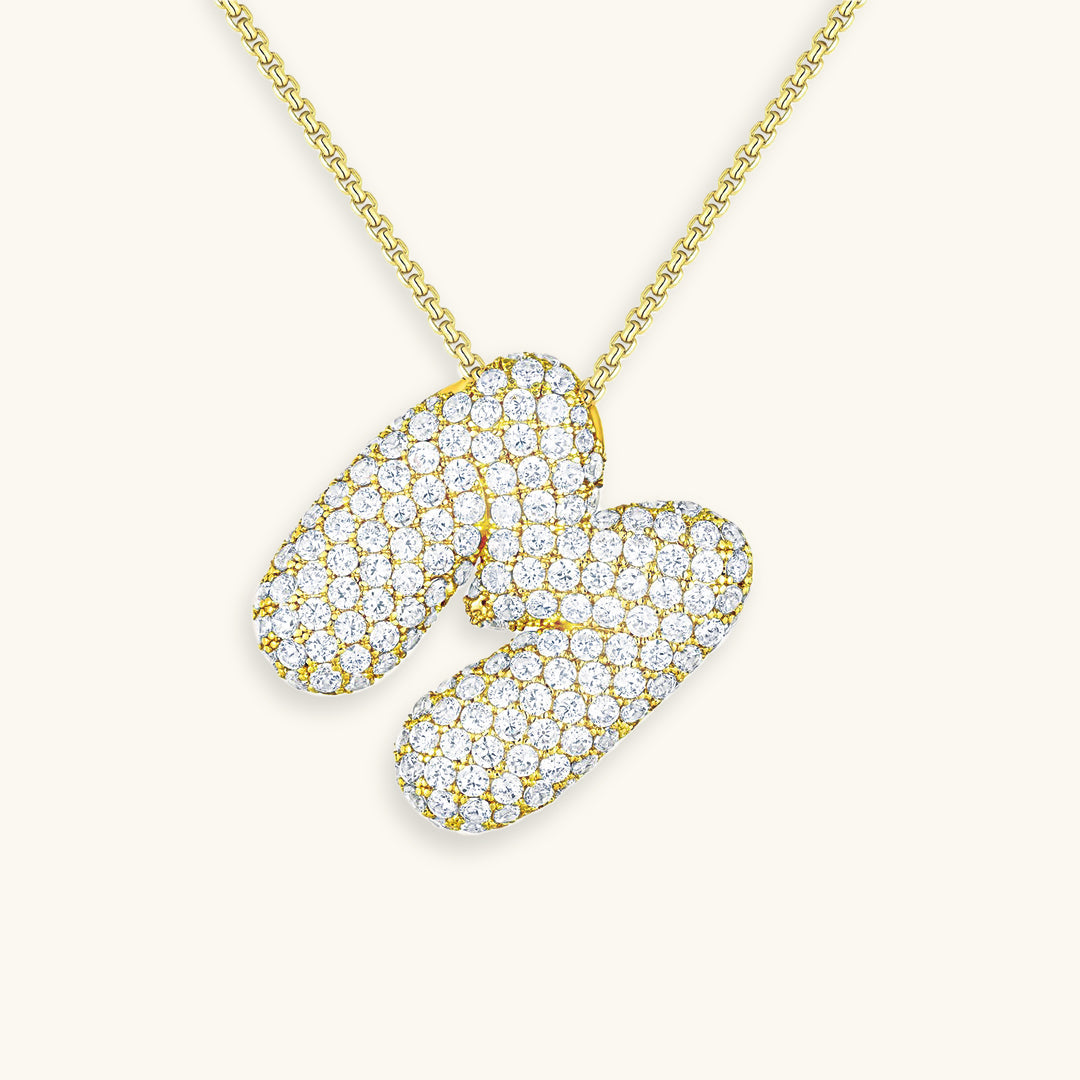 Pavé Diamond Bubble Initial Necklace