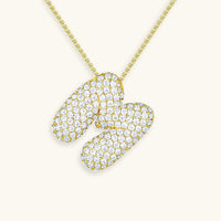 Pavé Diamond Bubble Initial Necklace