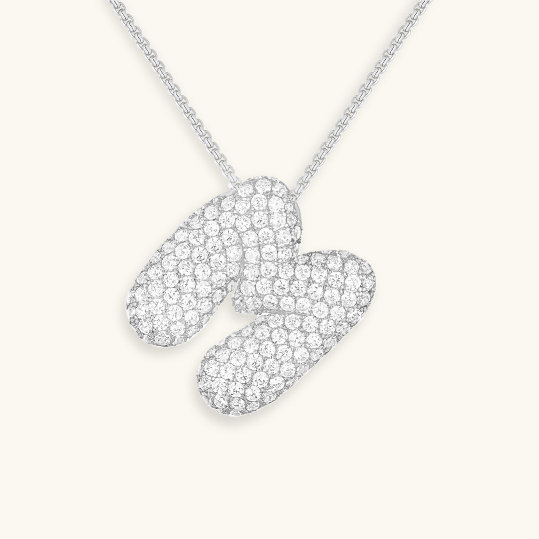 Pavé Diamond Bubble Initial Necklace