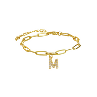 Dainty Paperclip Letter Initial Bracelet