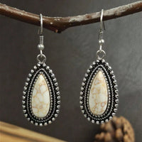Vintage Retro Turquoise Inlaid Earrings