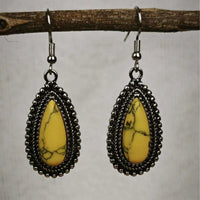 Vintage Retro Turquoise Inlaid Earrings