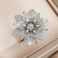 Elegant Vintage Style Silver Plated Floral Diamond Ring
