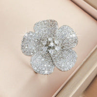 Elegant Vintage Style Silver Plated Floral Diamond Ring
