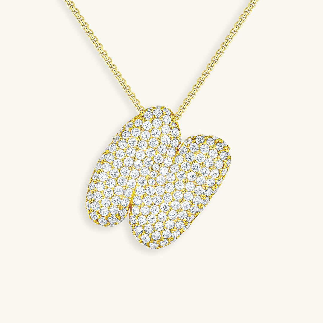 Pavé Diamond Bubble Initial Necklace