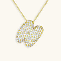 Pavé Diamond Bubble Initial Necklace