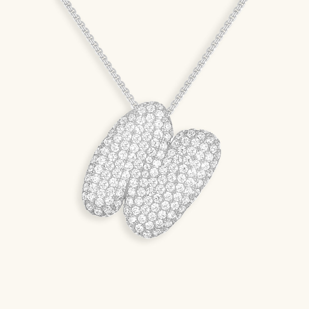 Pavé Diamond Bubble Initial Necklace