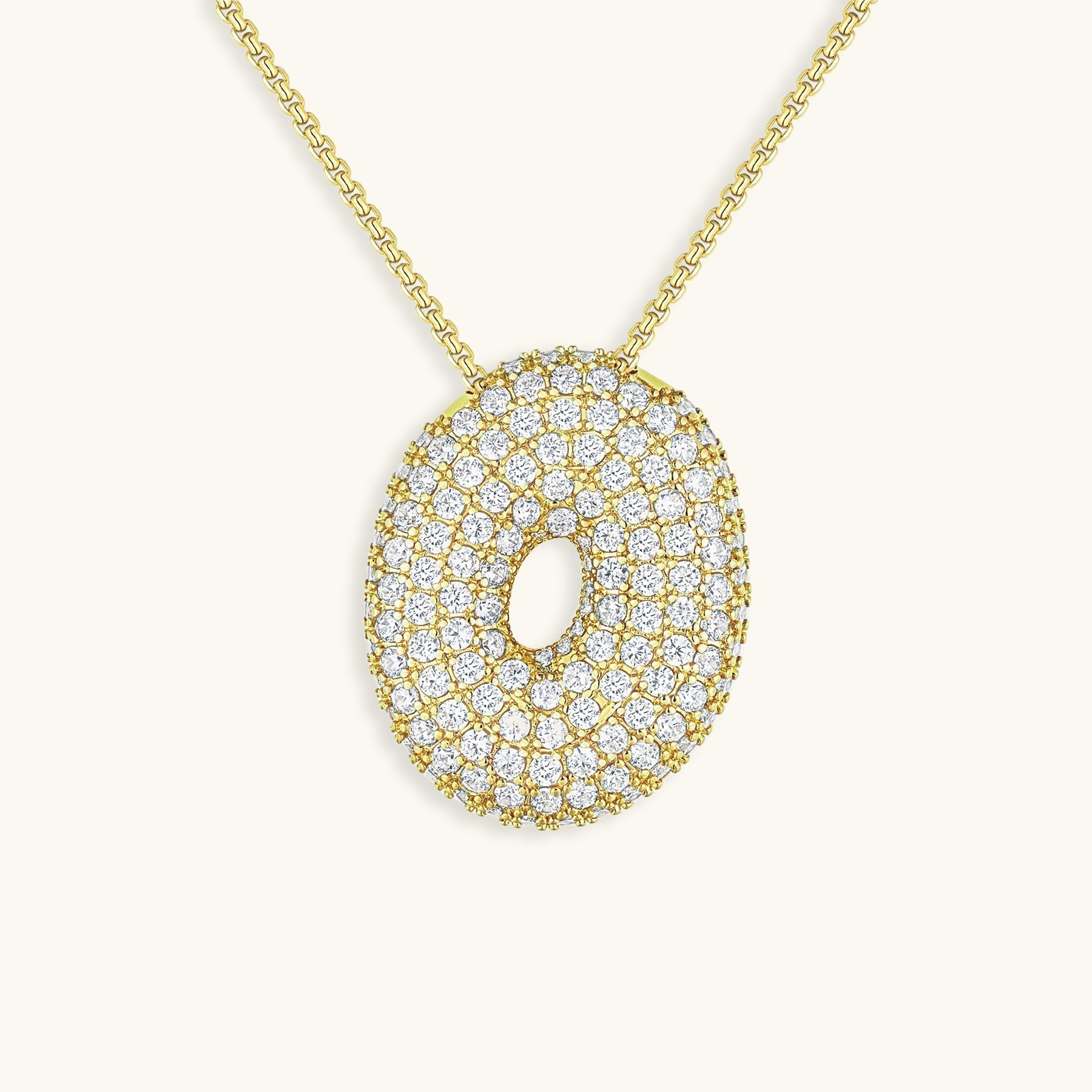 Pavé Diamond Bubble Initial Necklace