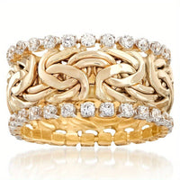 Vintage Celtic Knot Dot Zirconia Inlaid Gold Plated Band Ring