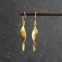 Minimalist Handmade Twisted Silver Drop Earrings