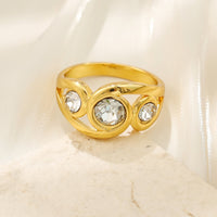 Vintage Boho Inlaid Zirconia Spiral Gold Ring