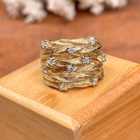 Elegant Winding Vine Style Golden Star Zircon Band Ring