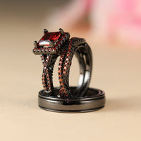 Elegant Three Piece Set Full Zircon Princess Cut Diamond Rings
