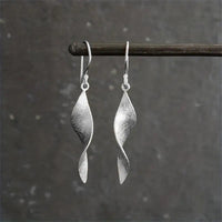 Minimalist Handmade Twisted Silver Drop Earrings