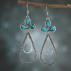 Elegant Vintage Turquoise Clover Teardrop Earrings