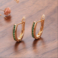 Classic Gold Plated Zirconia Gemstone Hinged Hoop Earrings