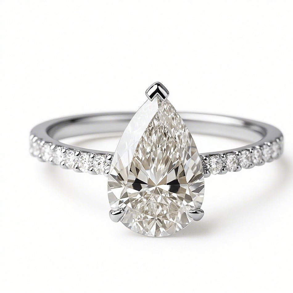 Elegant Gold Plated Water Drop Style Zirconia Inlaid Ring
