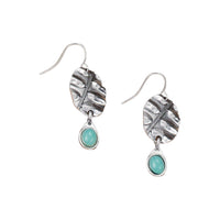 Vintage Botanical Turquoise Oval Leaf Drop Earrings