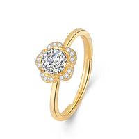 Flower Sparkling Zirconia Gold Ring