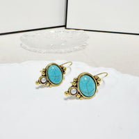 Vintage Silver Plated Turquoise & Pearl Drop Earrings