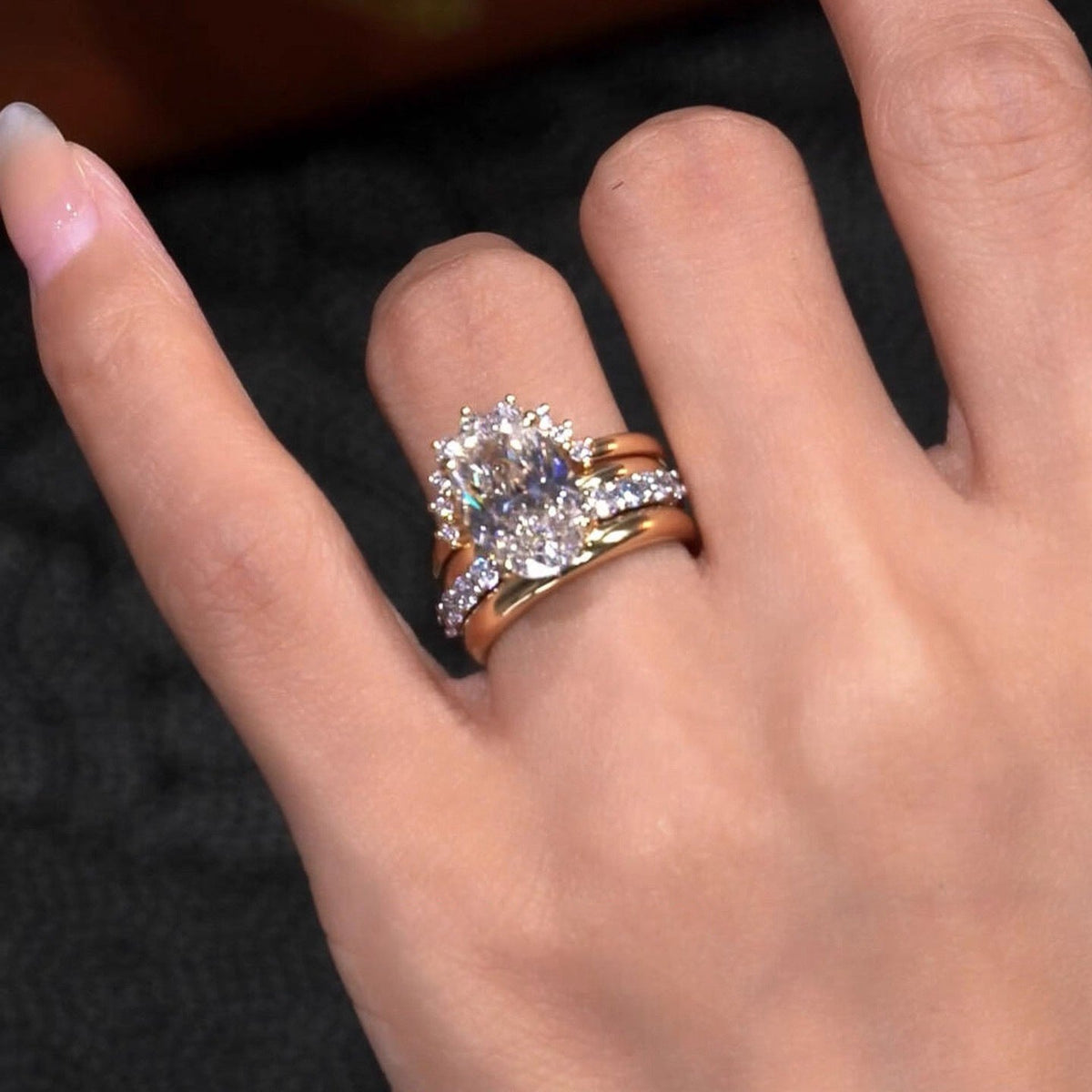 Elegant European Style Stacked Zirconia Diamond Ring