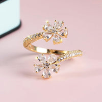 Elegant Adjustable Flower Cubic Zirconia Ring