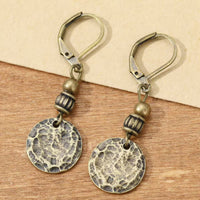Vintage Bronze Leverback Coin Drop Earrings