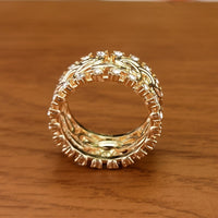 Vintage Celtic Knot Dot Zirconia Inlaid Gold Plated Band Ring