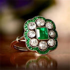 Vintage Emerald Zircon Gemstone Gold Plated Ring