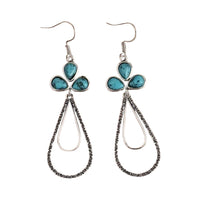 Elegant Vintage Turquoise Clover Teardrop Earrings