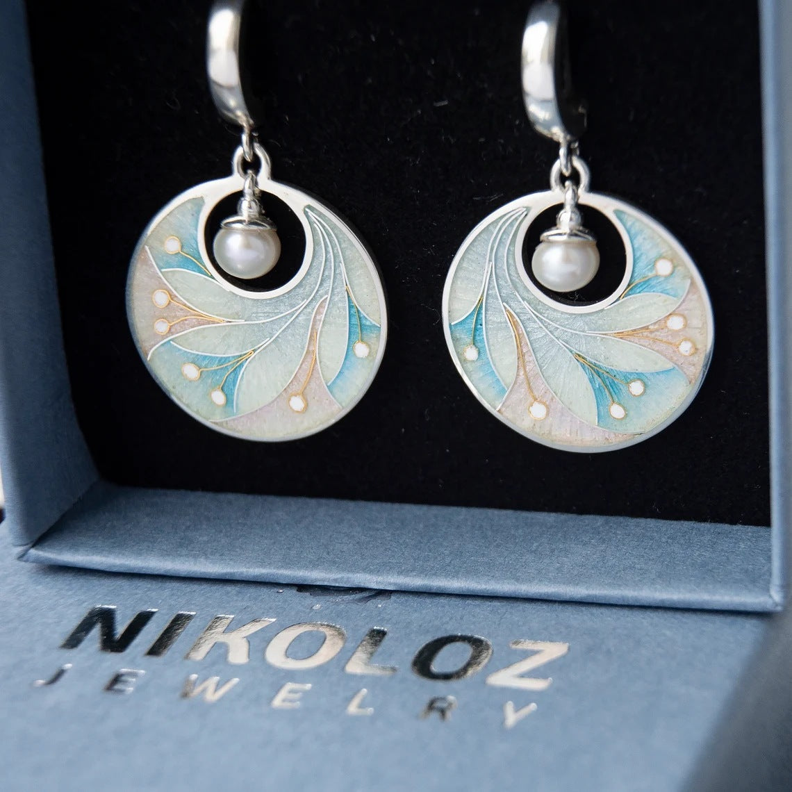 Elegant Silver Plated Romantic Pearl Disc Drop Earrings