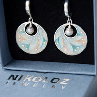 Elegant Silver Plated Romantic Pearl Disc Drop Earrings