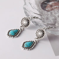 Vintage Daisy Turquoise Drop Alloy Earrings