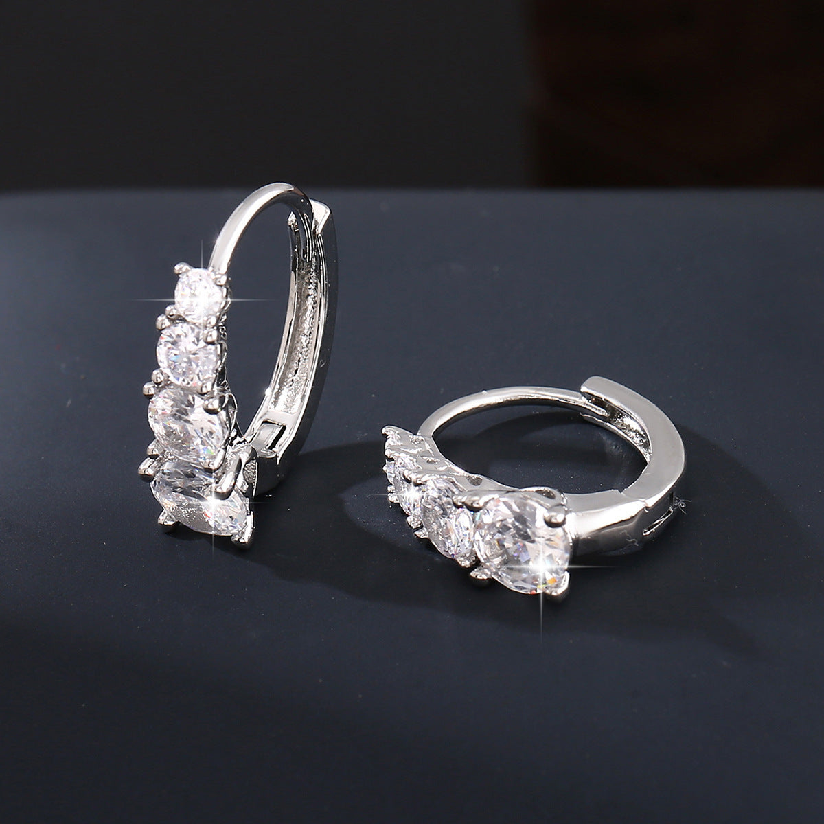 Classic Sparkling Cubic Zirconia Hinged Hoop Earrings