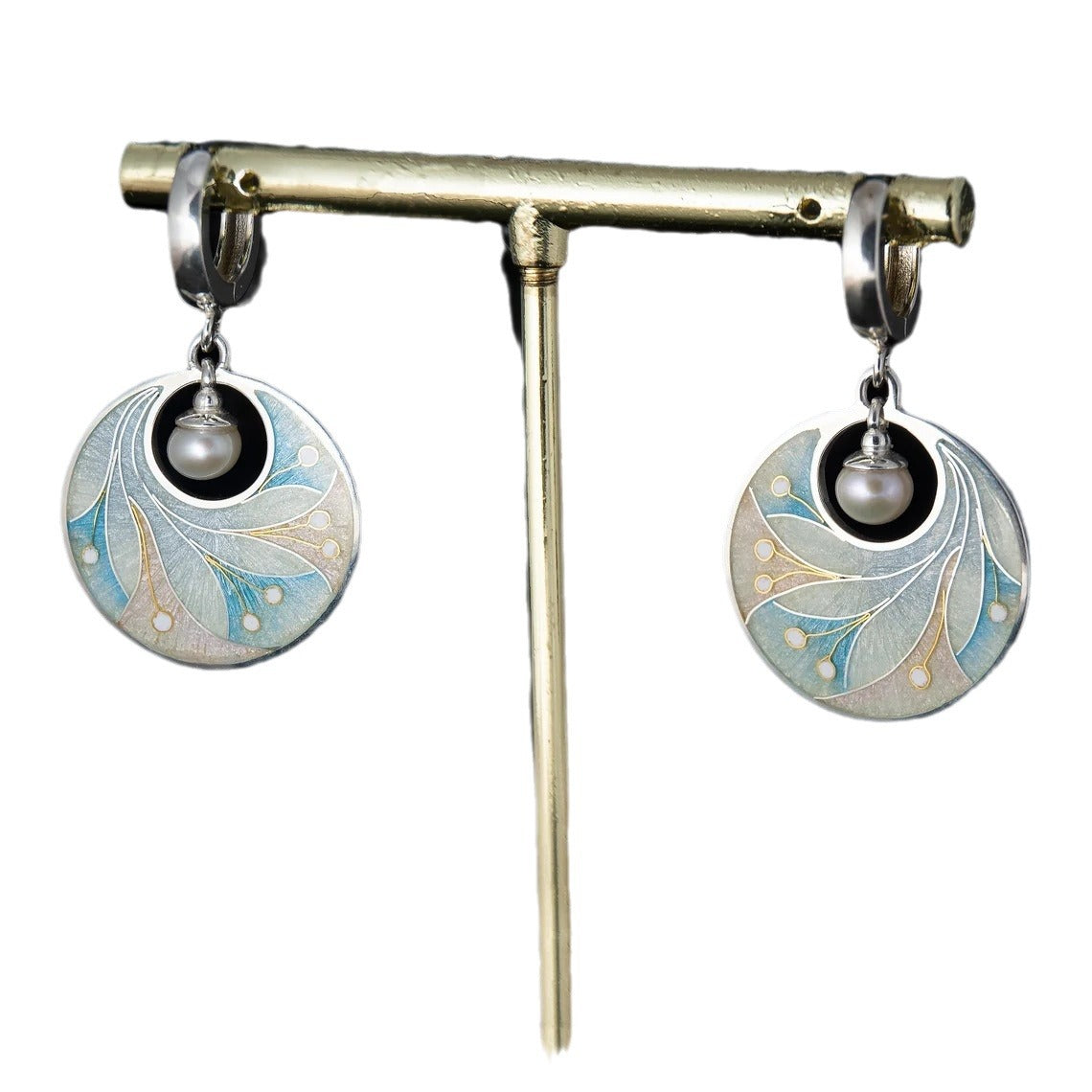 Elegant Silver Plated Romantic Pearl Disc Drop Earrings
