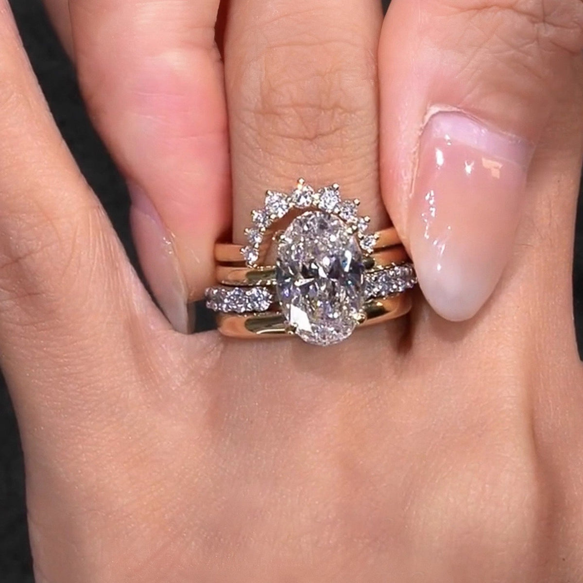 Elegant European Style Stacked Zirconia Diamond Ring