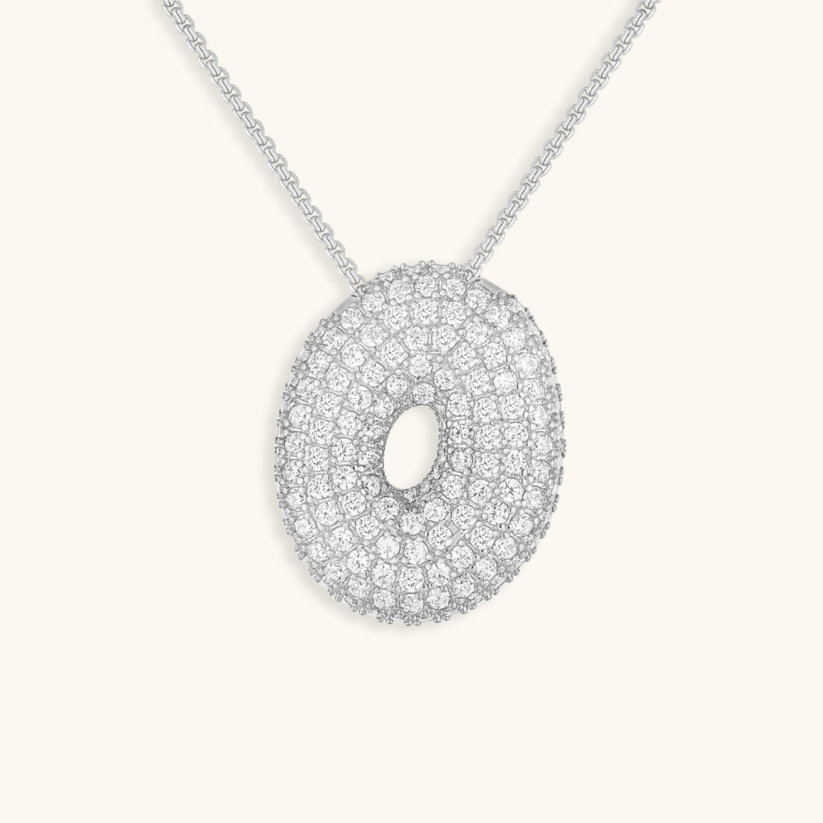 Pavé Diamond Bubble Initial Necklace