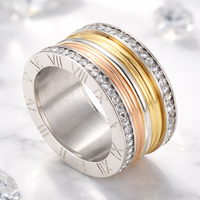 Vintage Two Tone Crystal Gold & Silver Ring