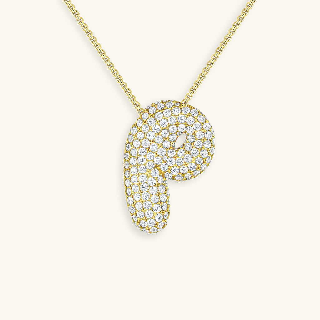 Pavé Diamond Bubble Initial Necklace