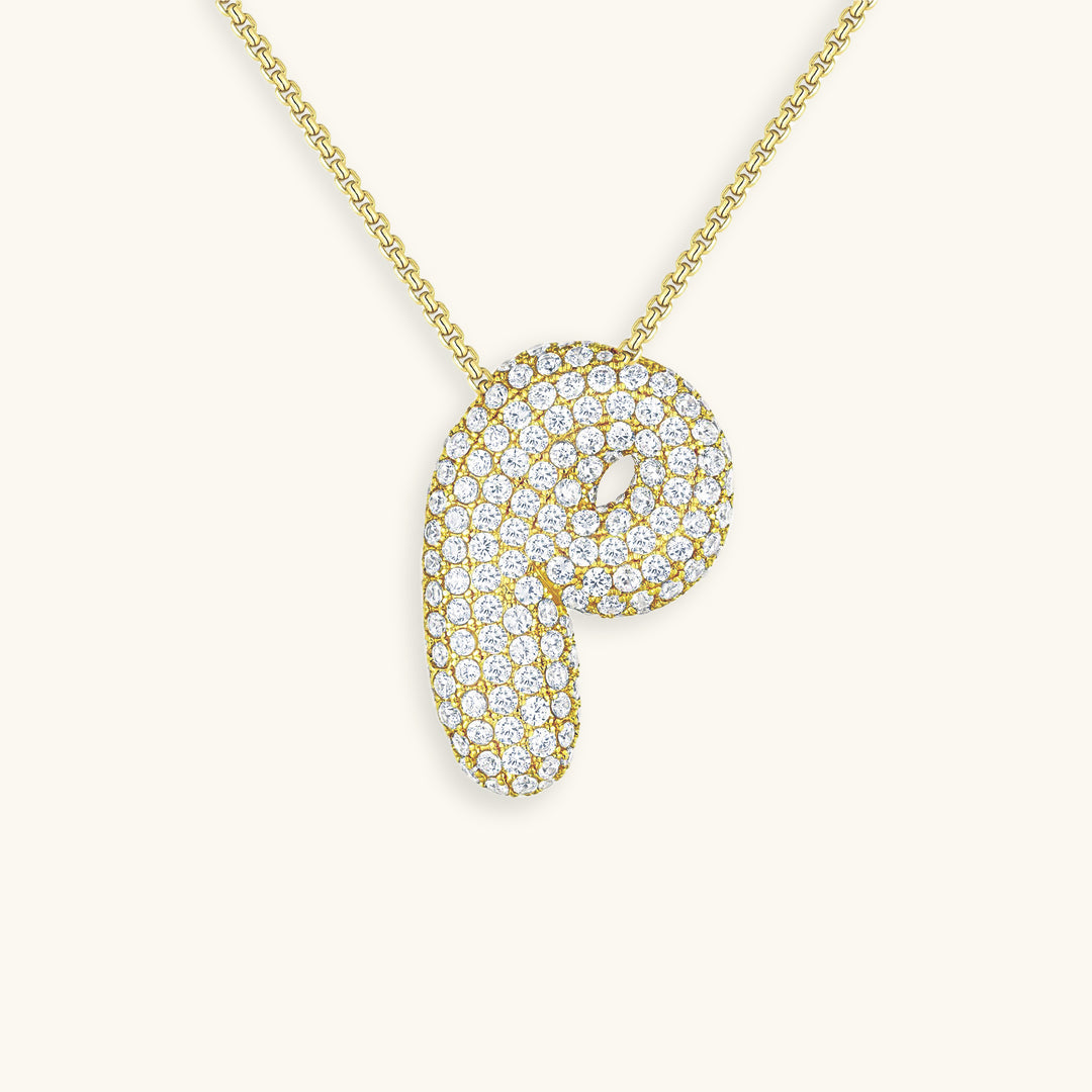Pavé Diamond Bubble Initial Necklace
