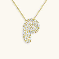 Pavé Diamond Bubble Initial Necklace