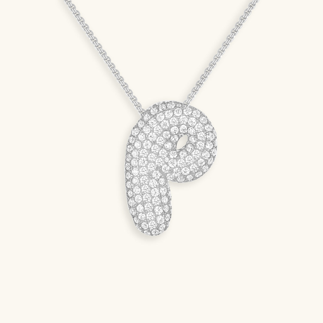 Pavé Diamond Bubble Initial Necklace