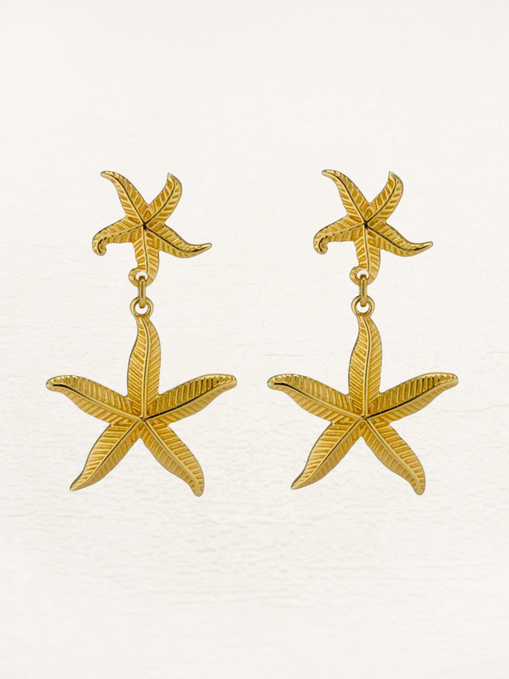 Small Hanging Starfish Earrings Gold