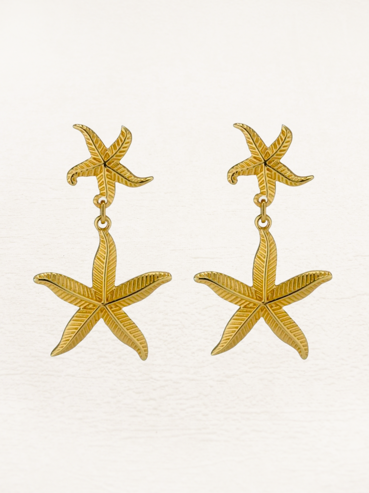 Small Hanging Starfish Earrings Gold