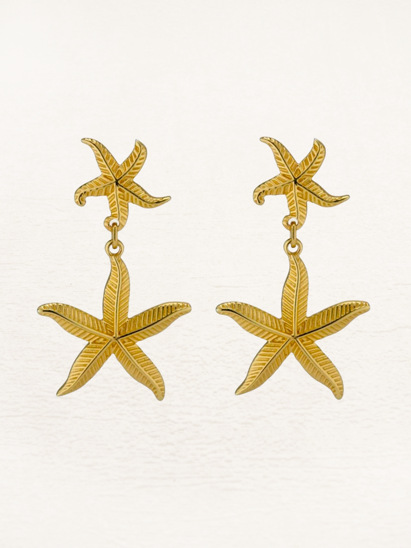 Small Hanging Starfish Earrings Gold