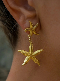 Small Hanging Starfish Earrings Gold