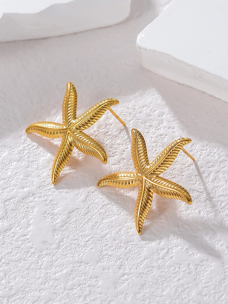 Pien Starfish Earrings Gold