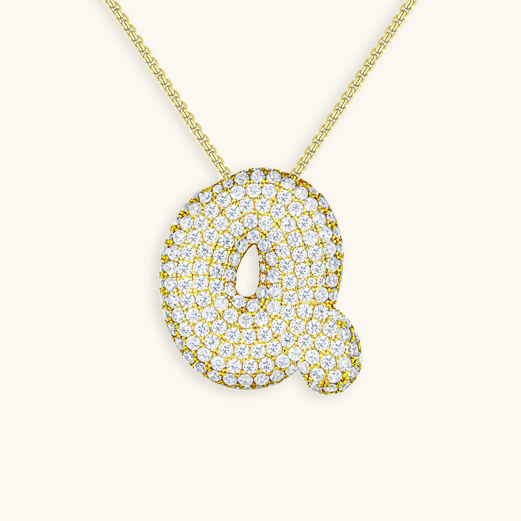Pavé Diamond Bubble Initial Necklace